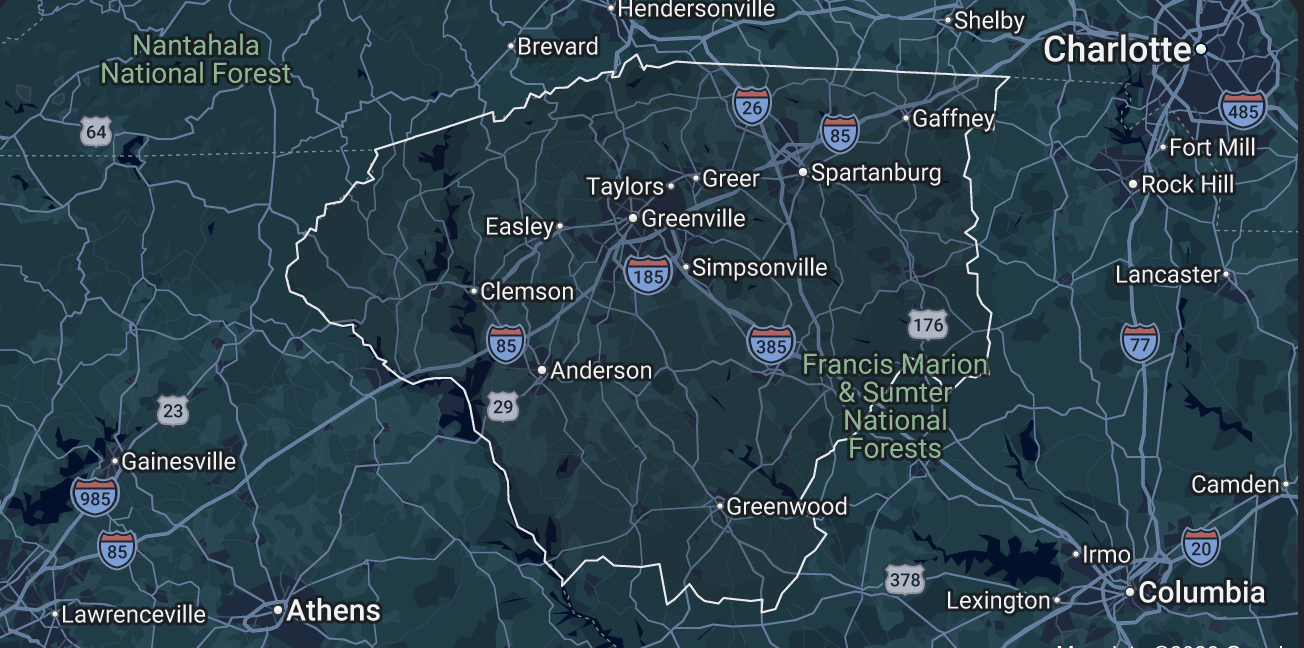 Upstate SC map
