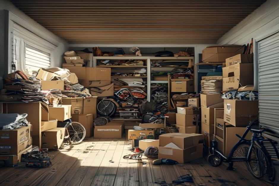 Cluttered garage needing junk removal
